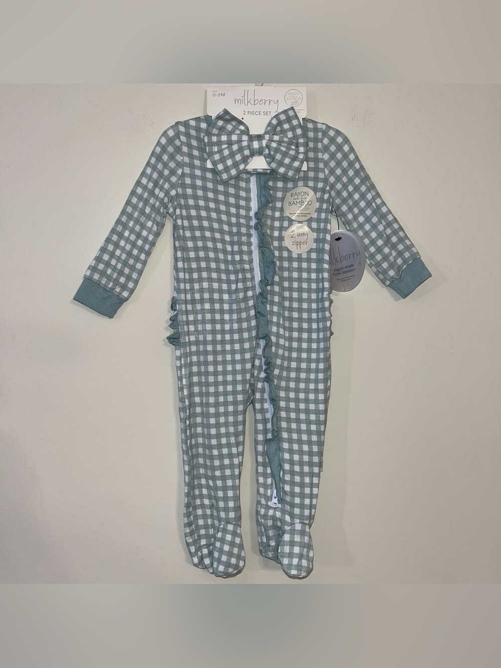 Milkberry Footed Sleeper & Bow Set